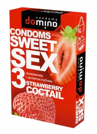 Презервативы для орального секса DOMINO Sweet Sex с ароматом клубничного коктейля  - 3 шт. - Domino - купить с доставкой в Кисловодске