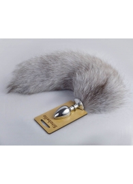 Серебристая анальная пробка с натуральным хвостиком - Sitabella - купить с доставкой в Кисловодске