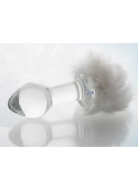 Стеклянная анальная втулка с хвостиком - 9,5 см. - Sexus - купить с доставкой в Кисловодске