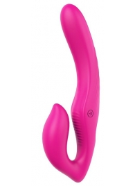 Ярко-розовый безремневой страпон REMOTE DOUBLE DIPPER - 22 см. - Dream Toys - купить с доставкой в Кисловодске