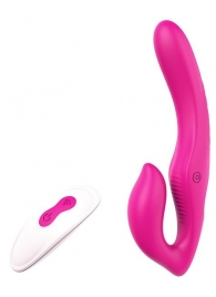 Ярко-розовый безремневой страпон REMOTE DOUBLE DIPPER - 22 см. - Dream Toys - купить с доставкой в Кисловодске