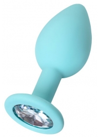 Мятная анальная пробка с прозрачным кристаллом Brilliant - 7 см. - ToyFa - купить с доставкой в Кисловодске