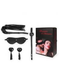 Эротический набор в черном цвете: маска, кляп, пэстисы, плётка - Notabu - купить с доставкой в Кисловодске