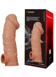 Телесная насадка на фаллос с отверстием для мошонки EXTREME SLEEVE - 17,6 см. - KOKOS - в Кисловодске купить с доставкой