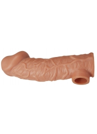 Телесная насадка на фаллос с отверстием для мошонки EXTREME SLEEVE - 17,6 см. - KOKOS - в Кисловодске купить с доставкой