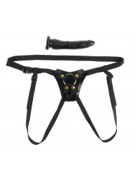 Чёрный с золотом женский страпон Designer Strap-On - Pipedream - купить с доставкой в Кисловодске