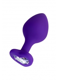 Фиолетовая анальная втулка Diamond Heart с прозрачным кристаллом - 8 см. - ToyFa - купить с доставкой в Кисловодске