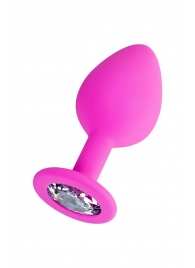 Розовая анальная втулка Brilliant с прозрачным кристаллом - 8 см. - ToyFa - купить с доставкой в Кисловодске