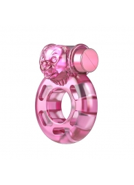 Розовое эрекционное кольцо с вибрацией Pink Bear - Baile - в Кисловодске купить с доставкой