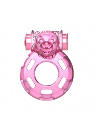 Розовое эрекционное кольцо с вибрацией Pink Bear - Baile - в Кисловодске купить с доставкой