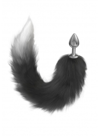 Серебристая анальная пробка с черным хвостом Galaxy - Lola Games - купить с доставкой в Кисловодске