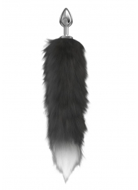 Серебристая анальная пробка с черным хвостом Starlit - Lola Games - купить с доставкой в Кисловодске