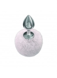 Серебристая анальная пробка с белым пушистым хвостиком Twinkle - Lola Games - купить с доставкой в Кисловодске