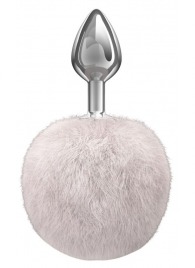 Серебристая анальная пробка с белым пушистым хвостиком Twinkle - Lola Games - купить с доставкой в Кисловодске