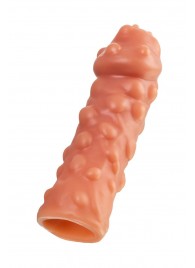 Телесная, покрытая пузырьками насадка на член - 16,5 см. - KOKOS - в Кисловодске купить с доставкой