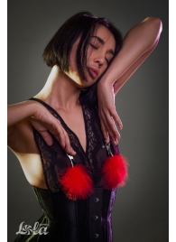 Зажимы на соски с красным пухом Euphoric - Lola Games - купить с доставкой в Кисловодске