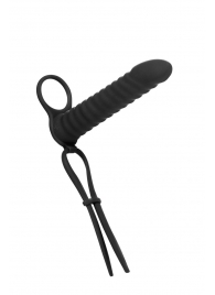 Черная вибронасадка для двойного проникновения Rori - 17 см. - Lola Games - купить с доставкой в Кисловодске