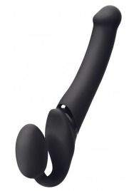 Черный безремневой вибрострапон Silicone Bendable Strap-On M - Strap-on-me - купить с доставкой в Кисловодске