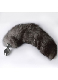 Серебристая коническая анальная пробка с пушистым хвостиком - Sitabella - купить с доставкой в Кисловодске