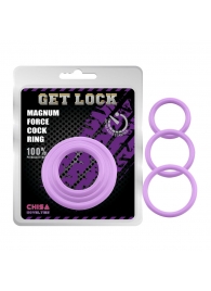 Набор из 3 сиреневых эрекционных колец Magnum Force Cock Ring - Chisa - в Кисловодске купить с доставкой