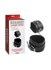 Черные оковы на ноги Obey Me Leather Ankle Cuffs - Chisa - купить с доставкой в Кисловодске