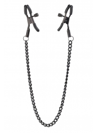 Черные зажимы на соски на цепочке BLAZE DELUXE NIPPLE CLAMPS - Dream Toys - купить с доставкой в Кисловодске