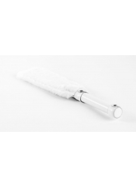 Белая двустороння шлепалка из натуральной кожи и меха - 35 см. - БДСМ Арсенал - купить с доставкой в Кисловодске