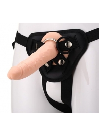 Телесный страпон на черных трусиках STRAP ON REAL DILDO - 20 см. - Dream Toys - купить с доставкой в Кисловодске