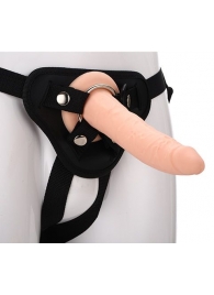 Телесный страпон на черных трусиках STRAP ON REAL DILDO - 20 см. - Dream Toys - купить с доставкой в Кисловодске