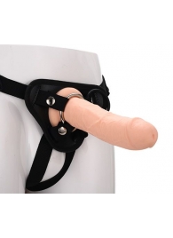 Черные трусики с телесной насадкой STRAP ON REAL DILDO - 21 см. - Dream Toys - купить с доставкой в Кисловодске