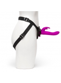 Лиловый страпон Rechargeable Vibrating Strap-On Harness Set - 17,6 см. - Happy Rabbit - купить с доставкой в Кисловодске