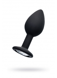 Черная анальная втулка с прозрачным стразом - 7,2 см. - POPO Pleasure - купить с доставкой в Кисловодске