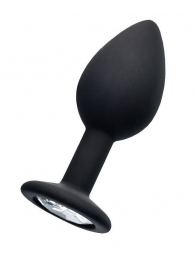 Черная анальная втулка с прозрачным стразом - 7,2 см. - POPO Pleasure - купить с доставкой в Кисловодске