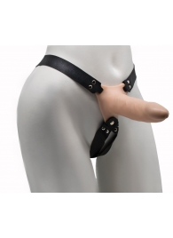 Пустотелый реалистичный фаллопротез на ремешках с заклепками - 16,5 см. - LOVETOY (А-Полимер) - купить с доставкой в Кисловодске