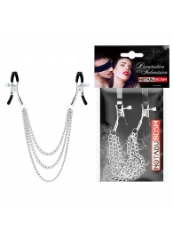 Оригинальные зажимы на соски с тройной цепочкой - Notabu - купить с доставкой в Кисловодске