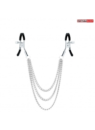 Оригинальные зажимы на соски с тройной цепочкой - Notabu - купить с доставкой в Кисловодске