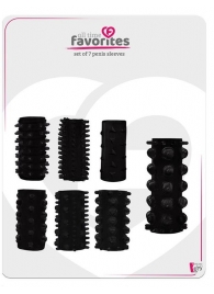 Набор из 7 черных насадок PENIS SLEEVES SET - Dream Toys - в Кисловодске купить с доставкой