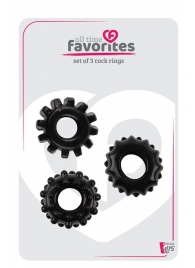 Набор из 3 черных эрекционных колец SET OF 3 COCKRINGS - Dream Toys - в Кисловодске купить с доставкой