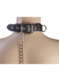Черный кожаный ошейник Big Ring - Sitabella - купить с доставкой в Кисловодске