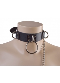 Черный кожаный ошейник Big Ring - Sitabella - купить с доставкой в Кисловодске