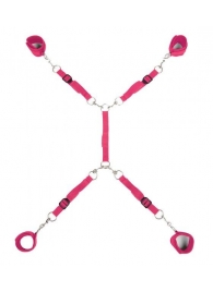 Ярко-розовый набор фиксаций на кровати Classic Bed Spreader - Lux Fetish - купить с доставкой в Кисловодске