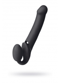 Черный безремневой вибрострапон Vibrating Bendable Strap-On L - Strap-on-me - купить с доставкой в Кисловодске