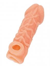 Телесная закрытая насадка с венками Cock Sleeve Size S - 13,8 см. - KOKOS - в Кисловодске купить с доставкой