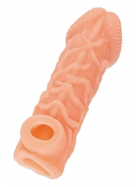 Телесная закрытая насадка с венками Cock Sleeve Size L - 17,6 см. - KOKOS - в Кисловодске купить с доставкой