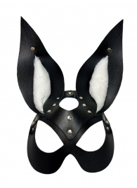 Черная маска зайки с белым мехом на ушках Miss Bunny - БДСМ Арсенал - купить с доставкой в Кисловодске