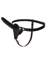 Черный страпон на ремнях с вагинальной пробкой - 15 см. - ToyFa - купить с доставкой в Кисловодске