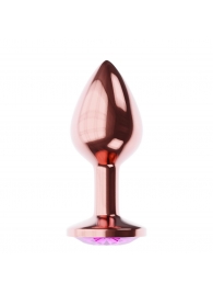 Пробка цвета розового золота с лиловым кристаллом Diamond Quartz Shine L - 8,3 см. - Lola Games - купить с доставкой в Кисловодске