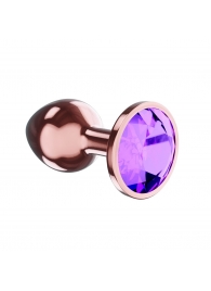 Пробка цвета розового золота с фиолетовым кристаллом Diamond Amethyst Shine L - 8,3 см. - Lola Games - купить с доставкой в Кисловодске