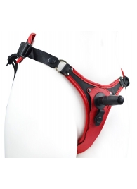 Красно-черный женский пояс с 2 способами крепления насадок - LOVETOY (А-Полимер) - купить с доставкой в Кисловодске