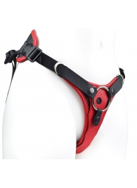 Красно-черный женский пояс с 2 способами крепления насадок - LOVETOY (А-Полимер) - купить с доставкой в Кисловодске